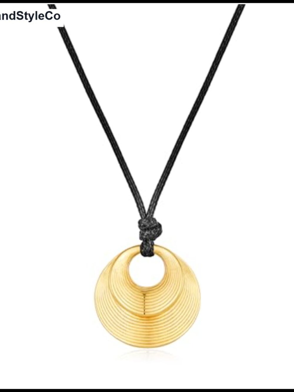 18K Gold Plated Chunky Geometric Pendant Necklace Adjustable Leather Cord